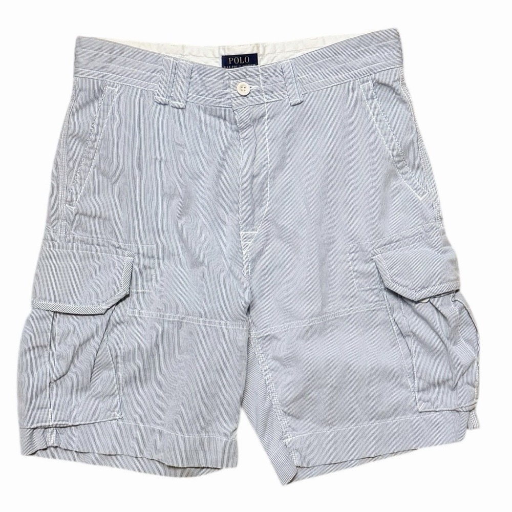 Polo Ralph Lauren Cargo‎ Shorts Seersucker Mens 34 Striped Casual Outdoor Summer